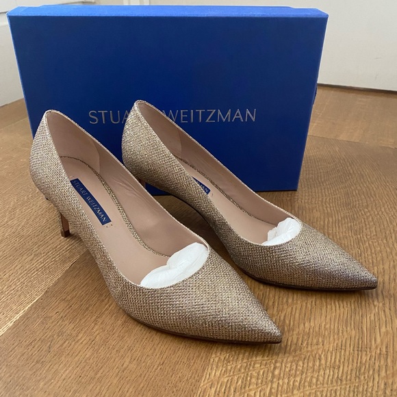 Stuart Weitzman Leigh 70 Platinum Noir Pumps - Picture 1 of 11